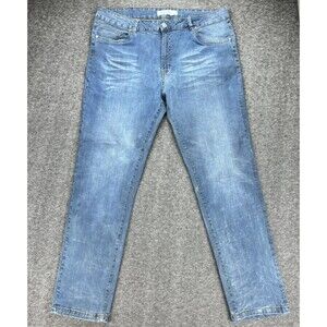 Stitches & Rivets Jeans Mens 40x32 Blue Stretch Denim Straight Leg Distressed